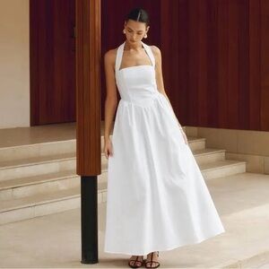Commence Linen Cotton Blend White Maxi